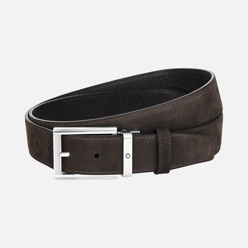 Black/brown 35 mm reversible leather belt 1