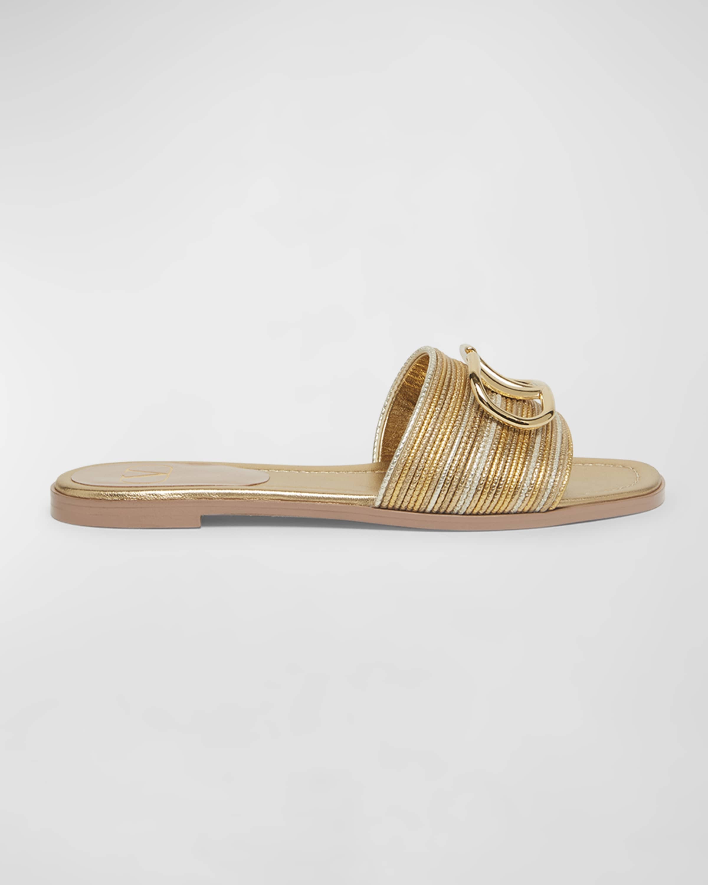 VLogo Metallic Flat Slide Sandals - 1