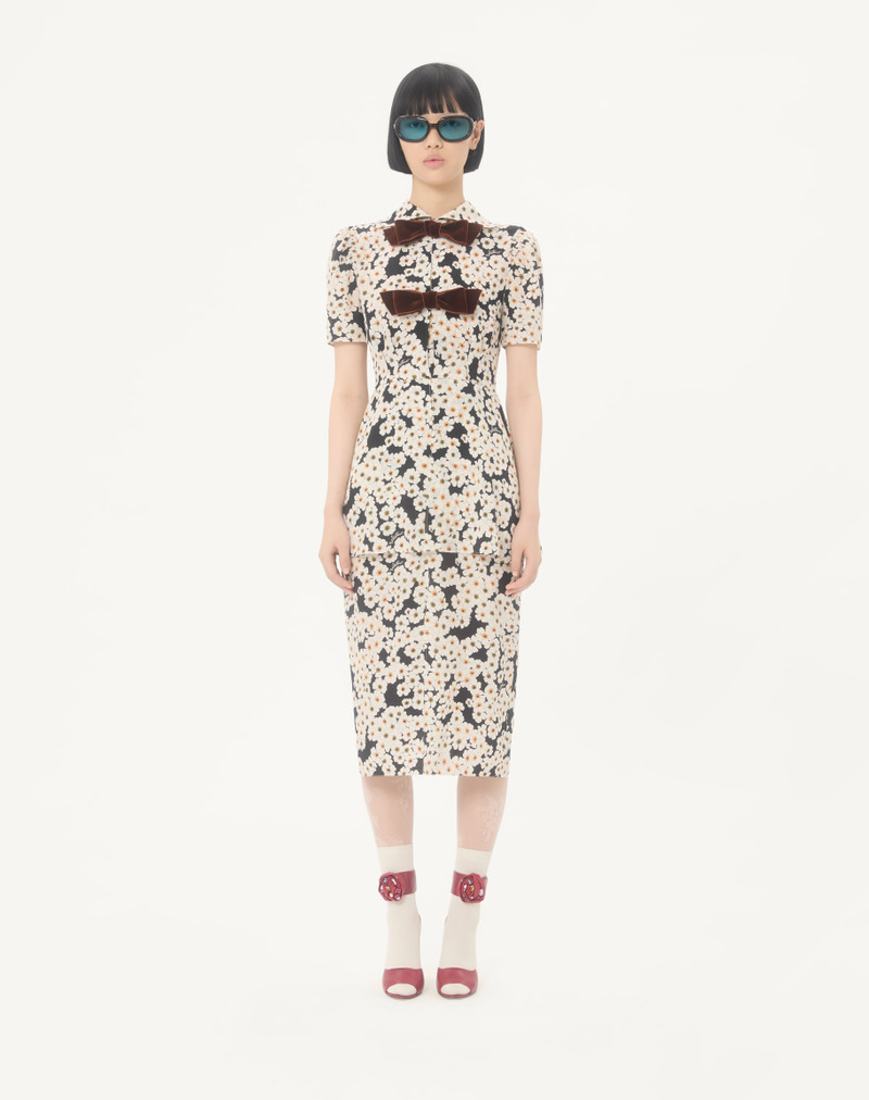 CREPE DE CHINE DRESS WITH APRES L'HIVER PRIMULA PRINT 5