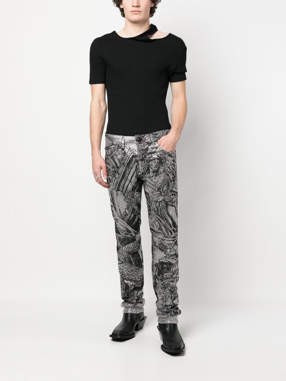 crystal-embellished jeans - 2