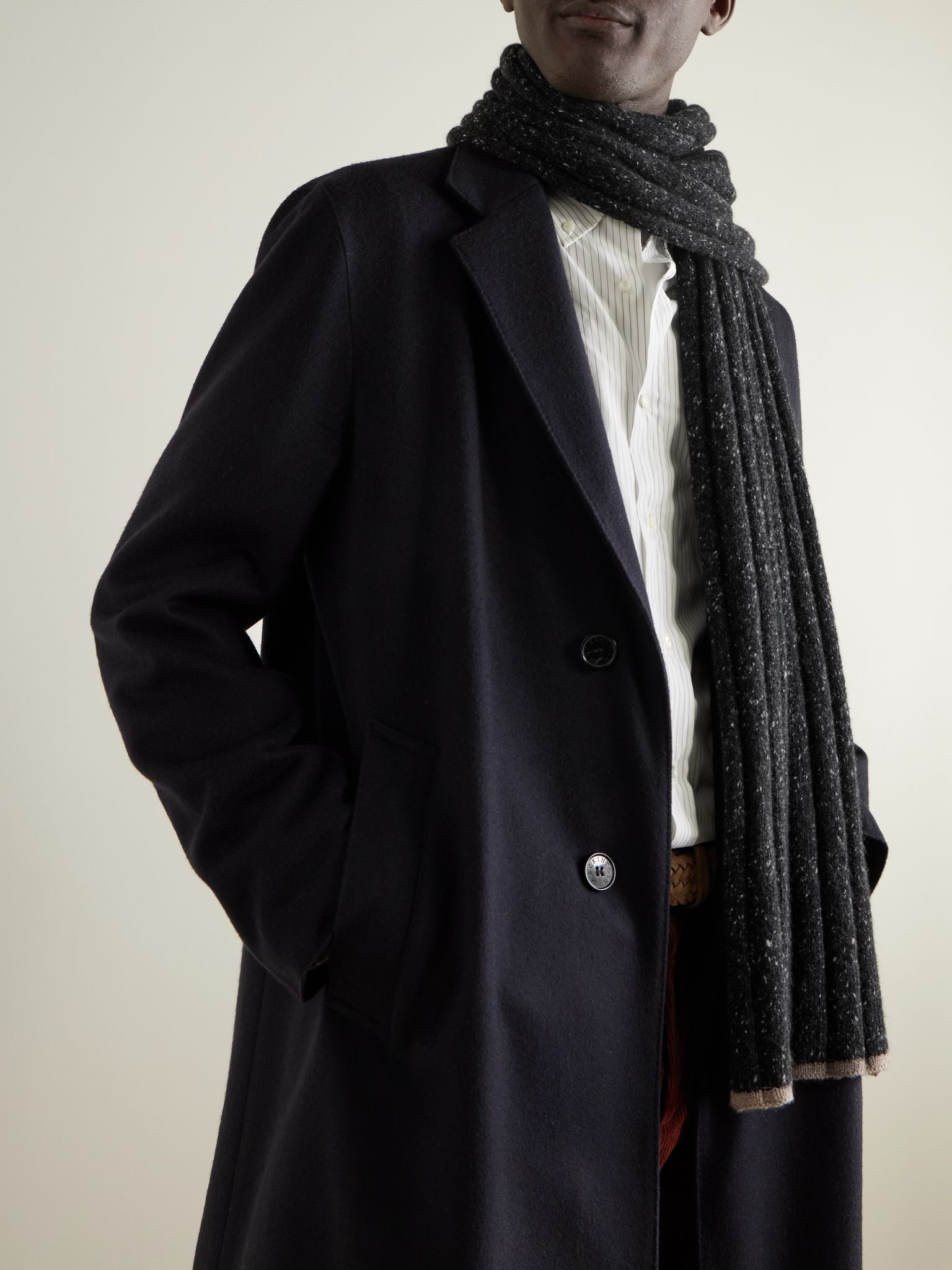 Ribbed Cashmere Scarf Black - 2