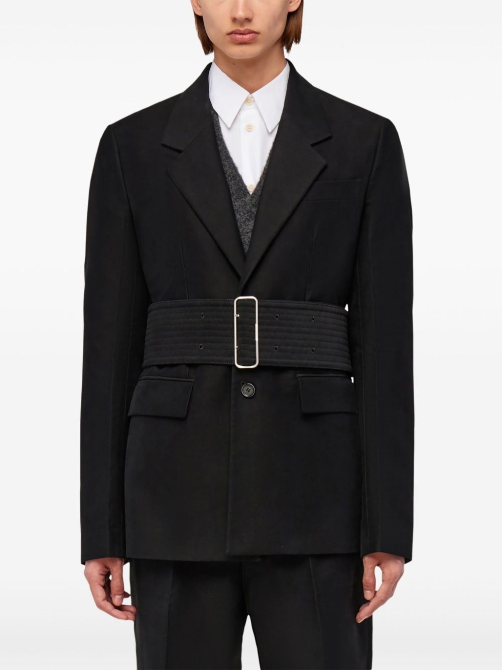 single-breasted cotton blazer - 3