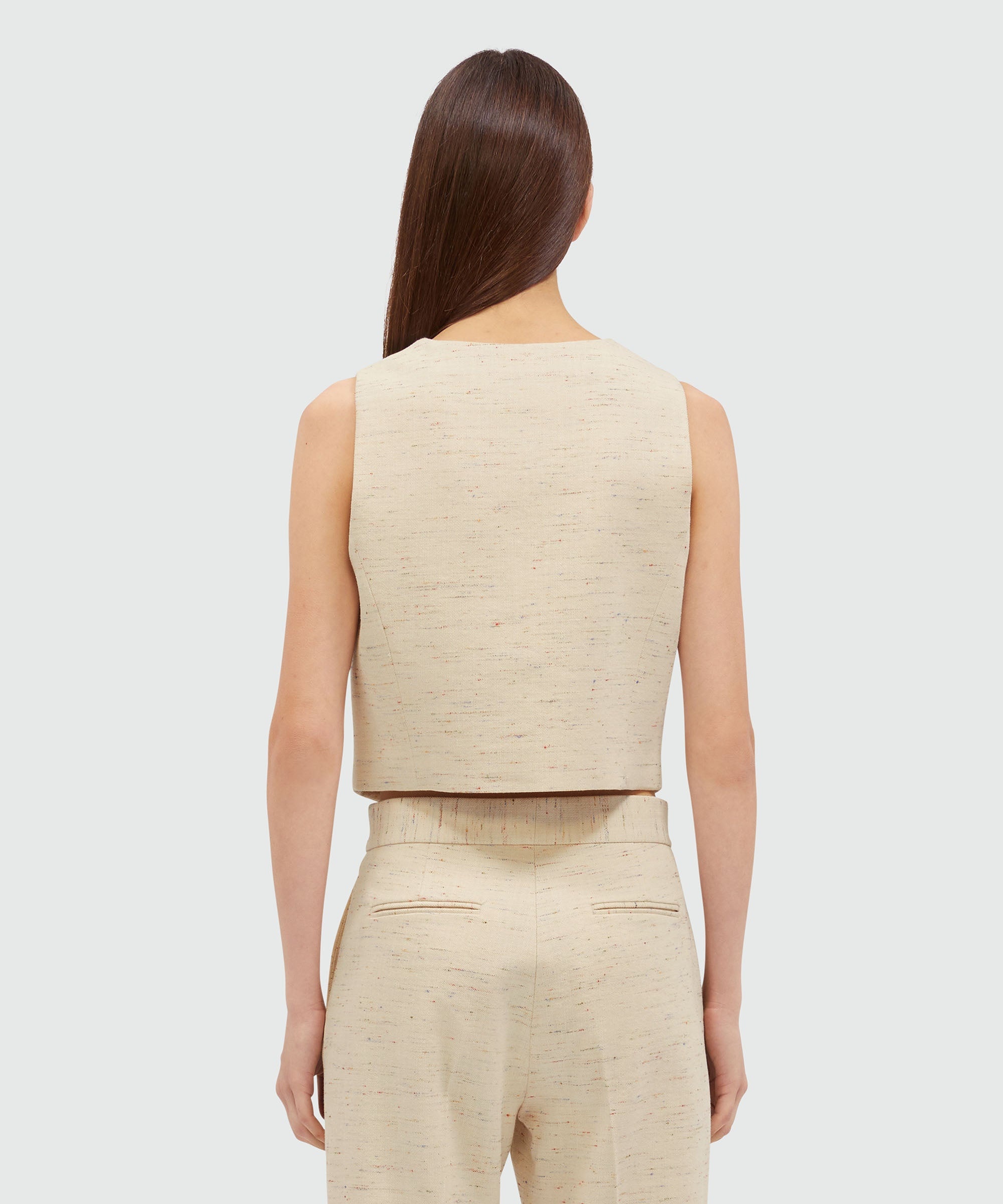 Waistcoat in cream fancy gabardine - 3
