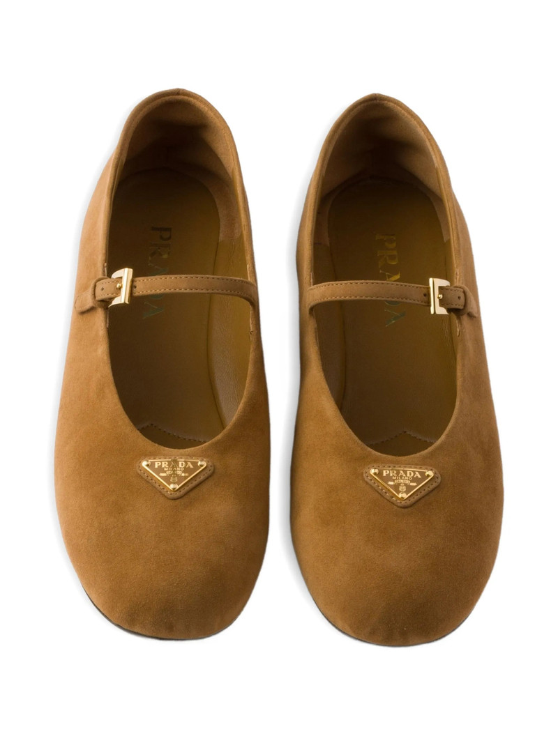 Prada Buckle Strap Suede Ballerinas 4