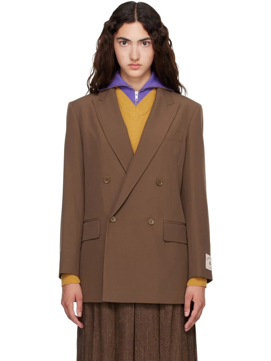 Taupe Wool Blend Suit Blazer - 1