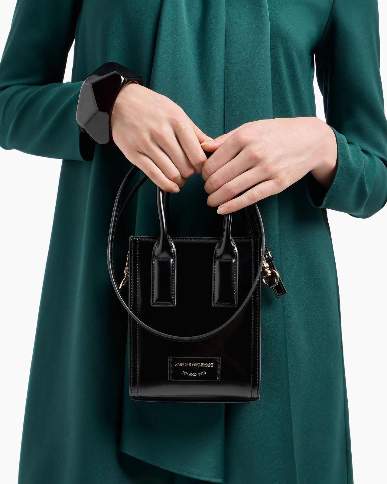 Satin crêpe tunic dress with oversized ruffle - 6