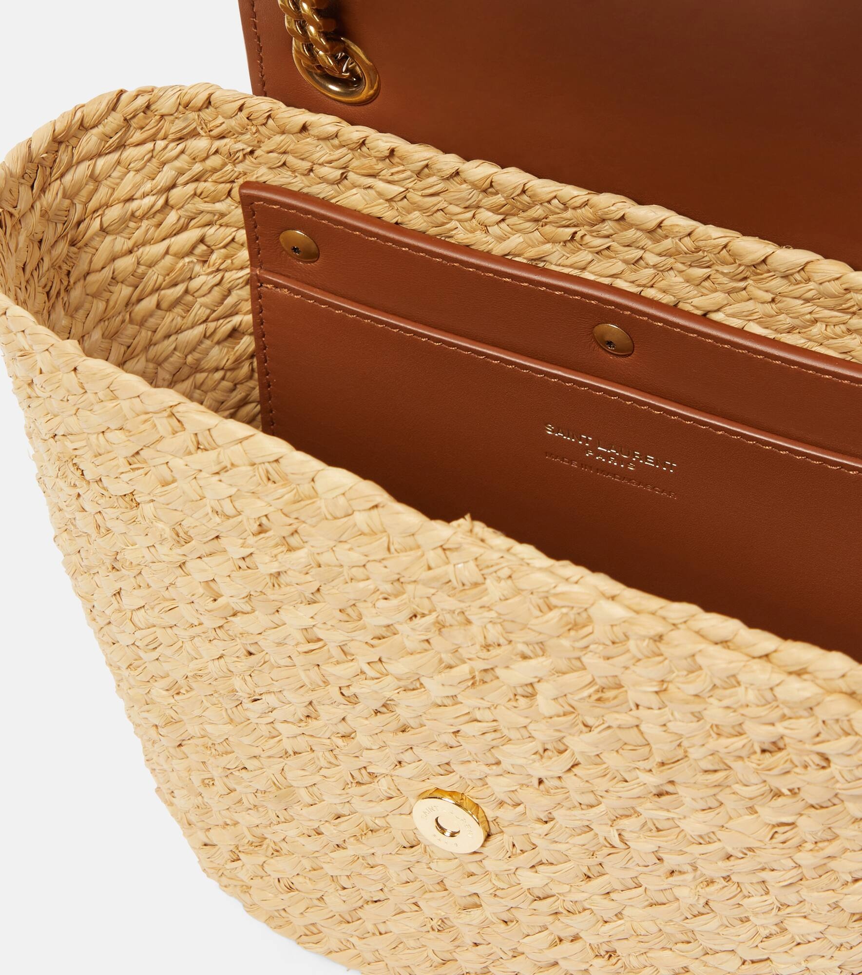 Manon Mini leather-trimmed raffia shoulder bag - 3
