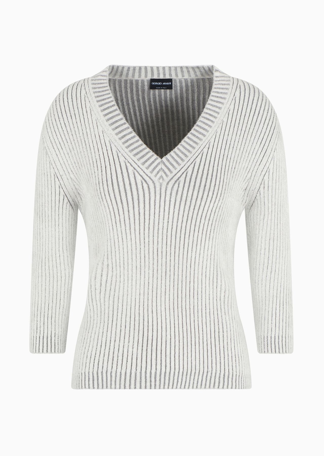 Virgin wool and viscose-blend V-neck jumper - 1