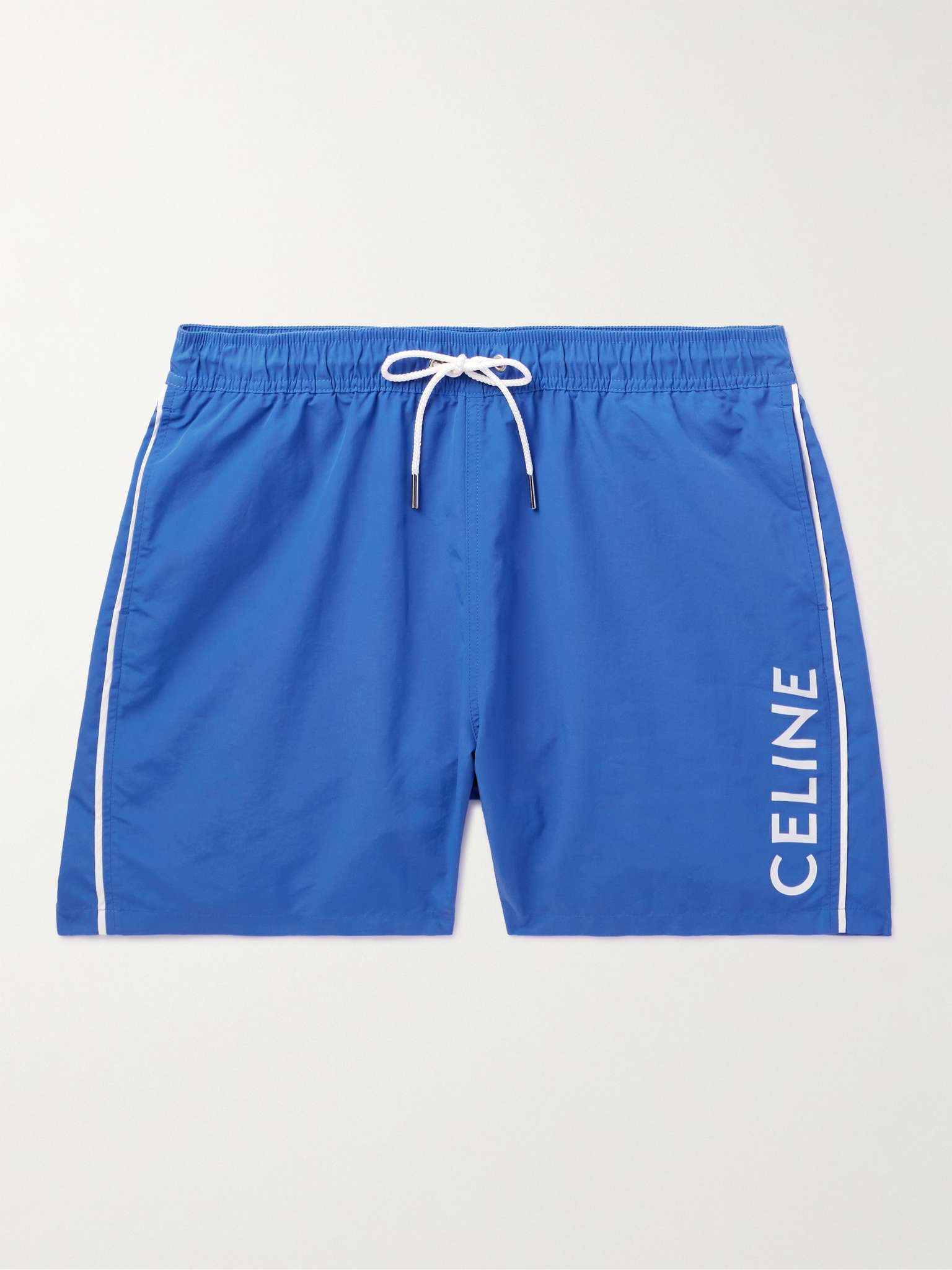 Logo-Print Straight-Leg Mid-Length Swim Shorts - 1