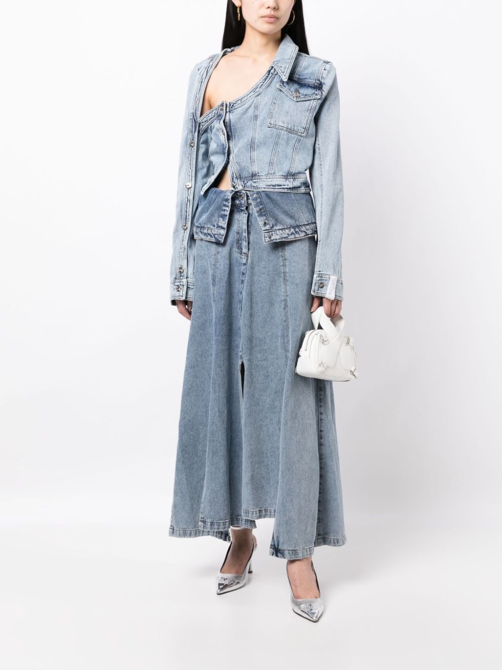 asymmetric-neck denim jacket - 2