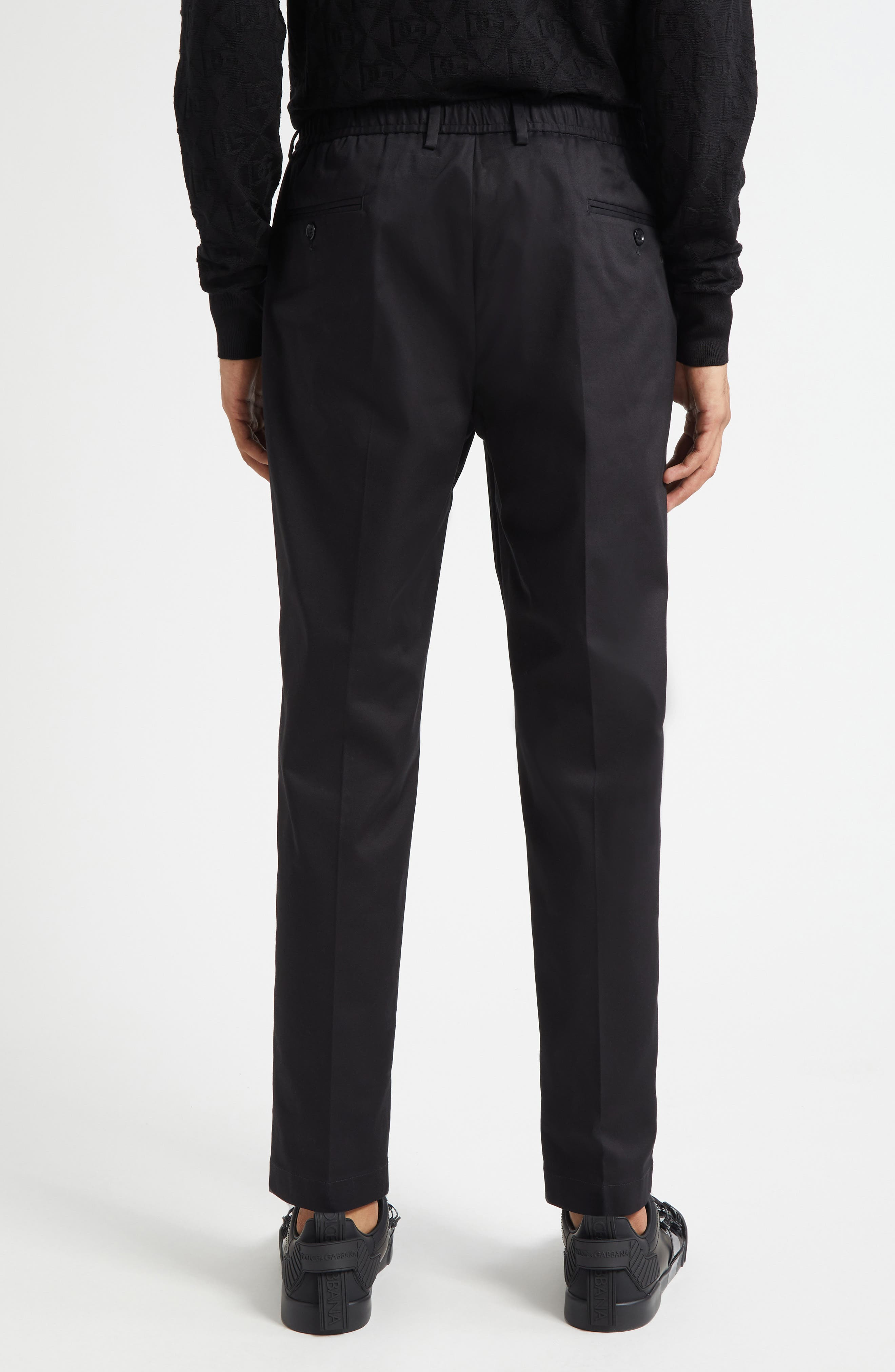 Dolce&Gabbana Cotton Stretch Gabardine Trousers in N0000 Nero at Nordstrom - 3
