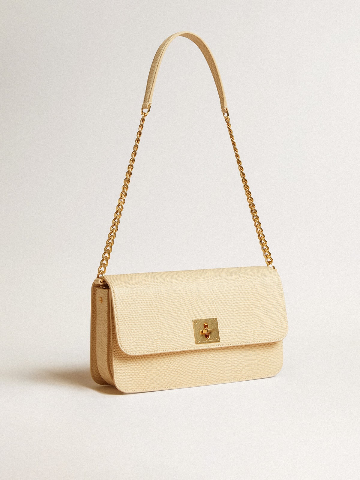 Gioia Bag in vanilla-colored sheepskin leather with gold details - 2