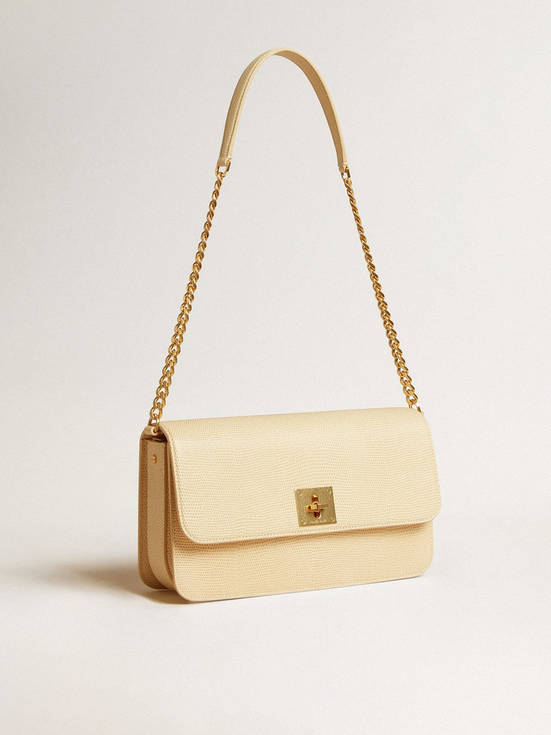 Golden Goose Gioia Bag in vanilla-colored sheepskin leather with gold details outlook