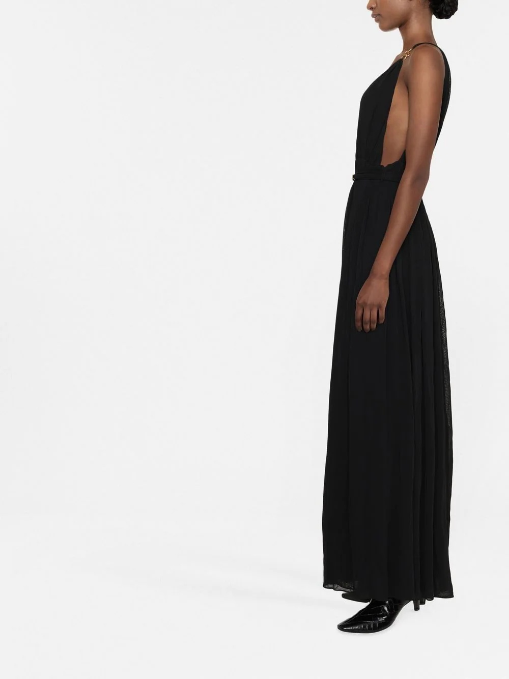 chaink-link detail V-neck gown - 3