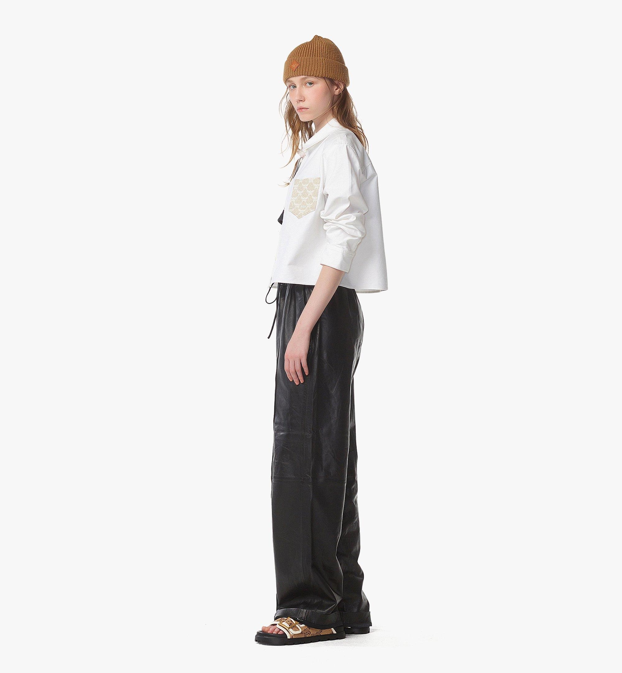 Cropped Oxford Shirt with Jacquard Pocket - 4