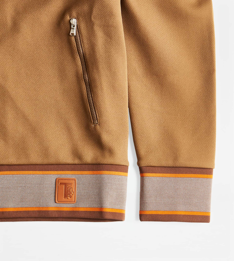 CARDIGAN WITH LEATHER PIPING - BROWN 6