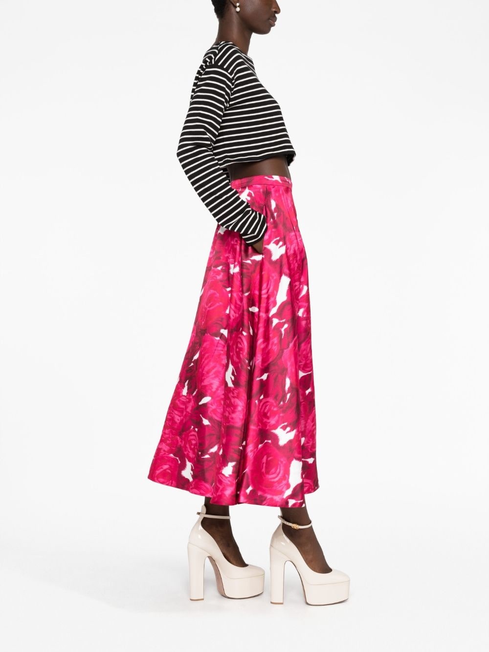 blurred rose-print skirt - 2
