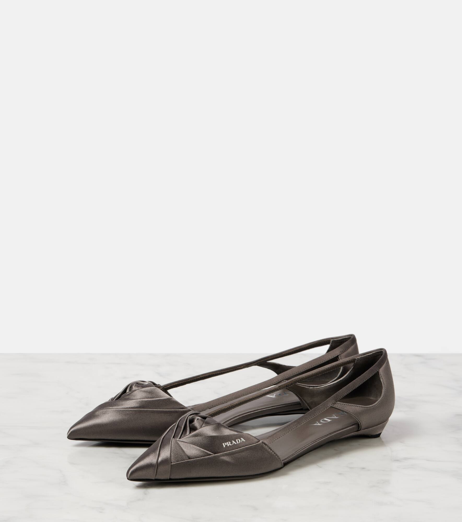 Cutout satin ballet flats - 4