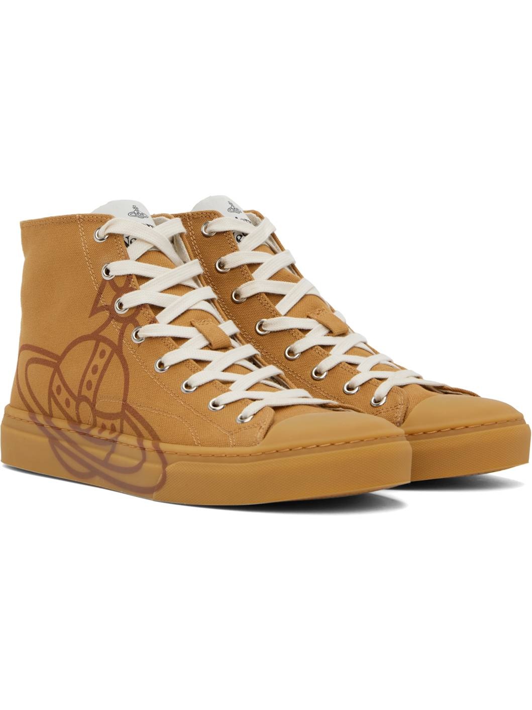 Tan High Top Canvas Plimsoll Sneakers - 4