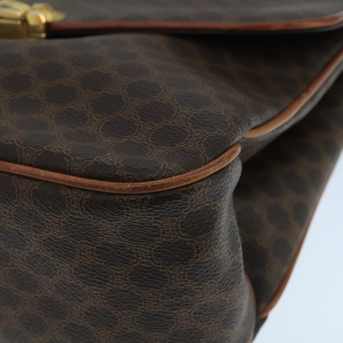 CELINE Macadam Canvas Hand Bag Pvc Leather Brown Gold - 10