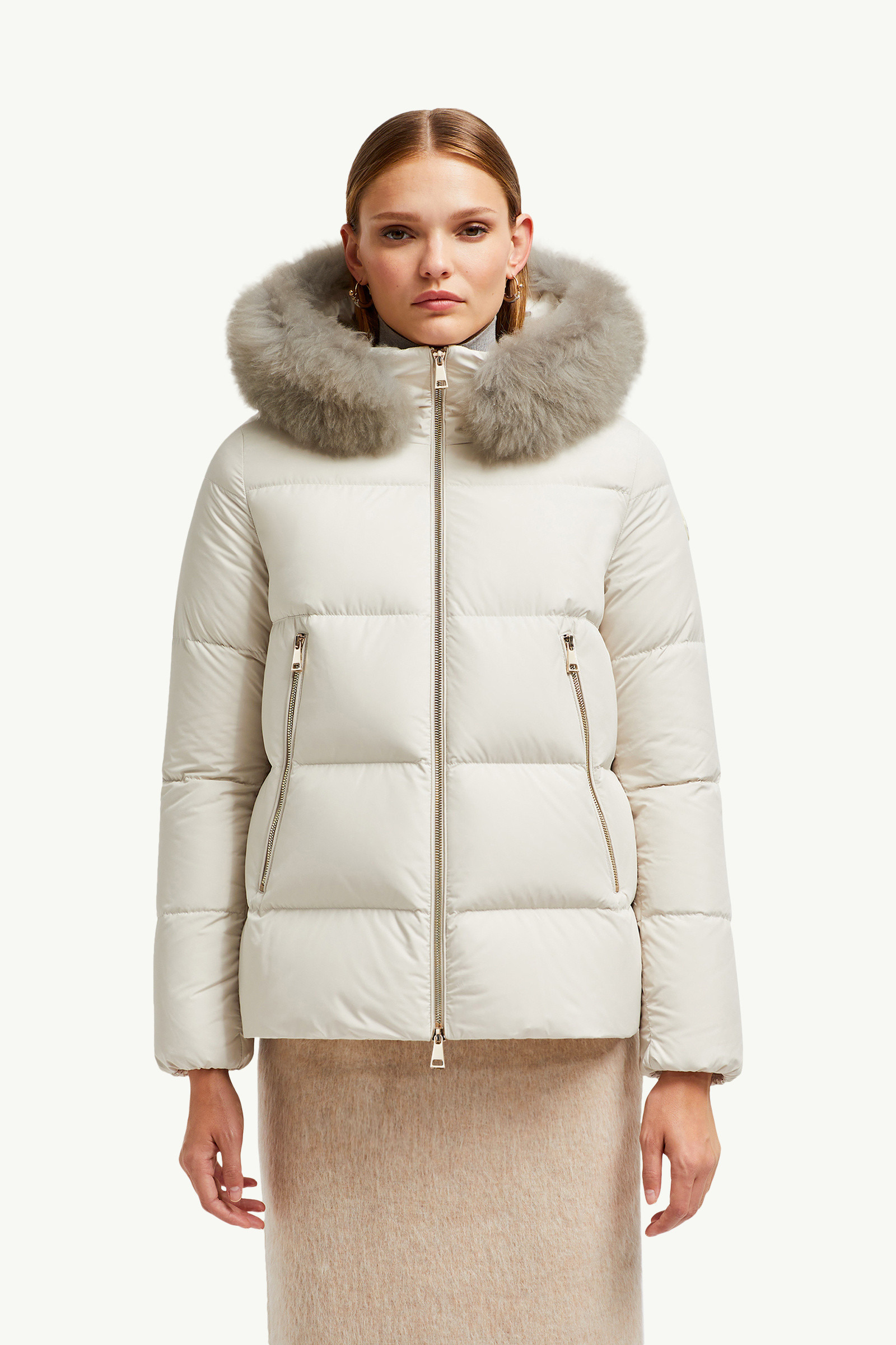 Laichefur Hooded Shearling-Trimmed Short Down Jacket - 3