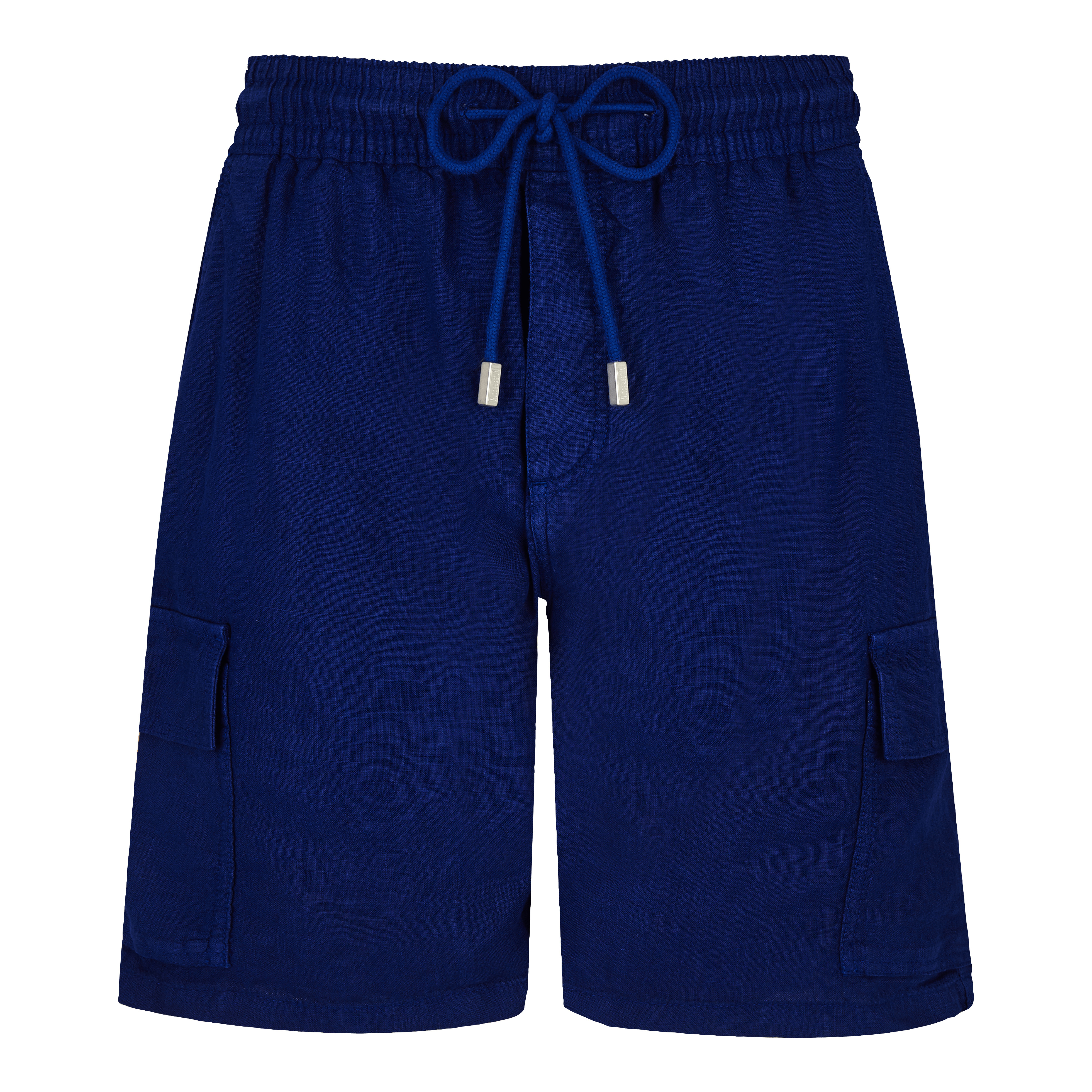 Men Linen Bermuda Shorts Cargo Pockets - 1
