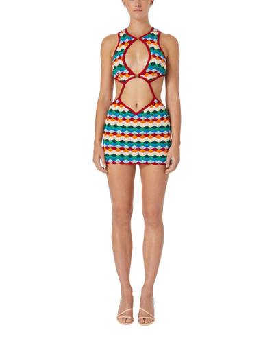 CASABLANCA Rainbow Shell Crochet Dress outlook