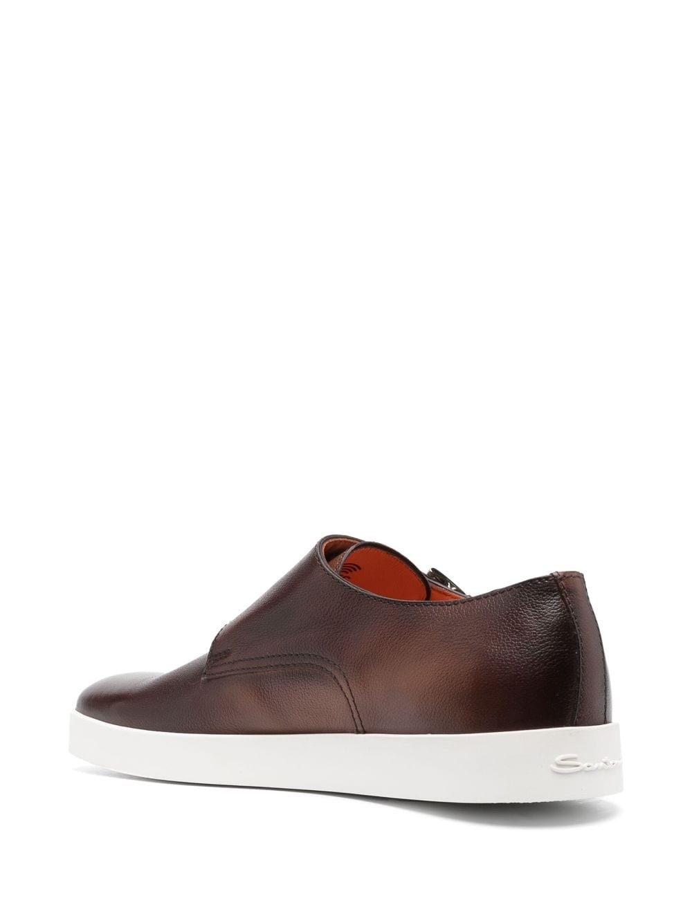 double-buckle leather monk shoes - 3