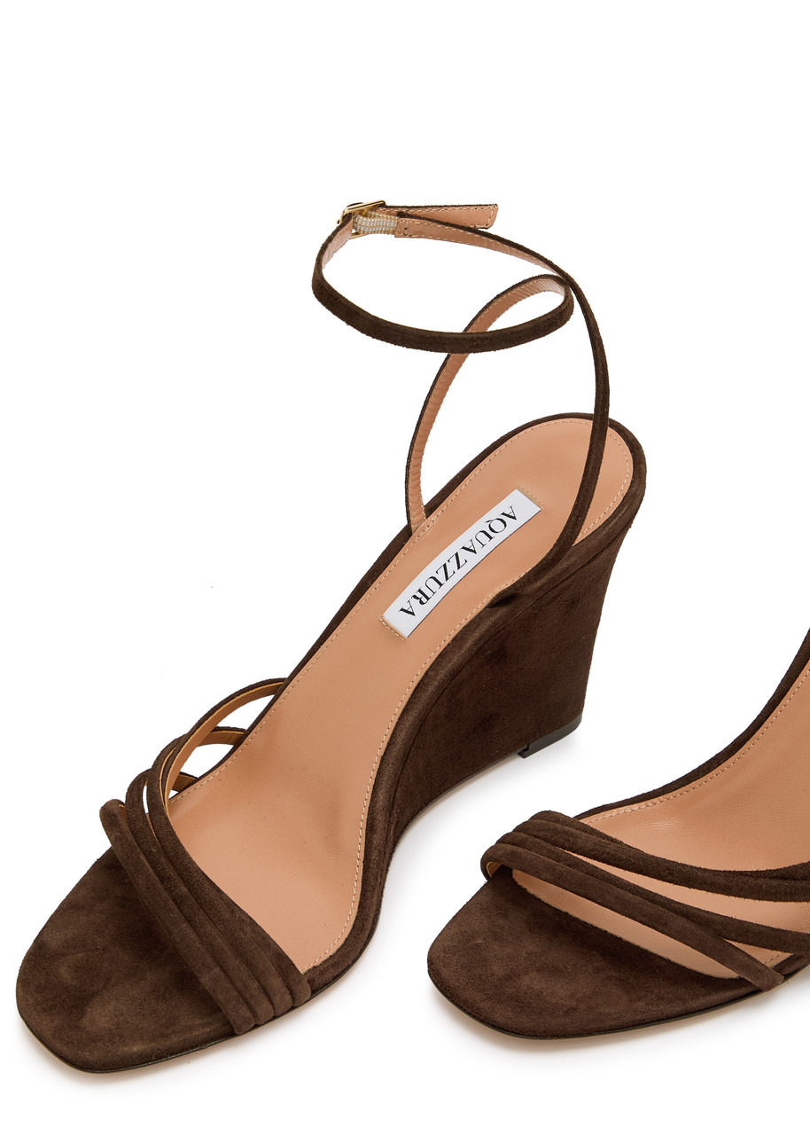 Aquazzura Latour 85 Suede Wedge Sandals - 3