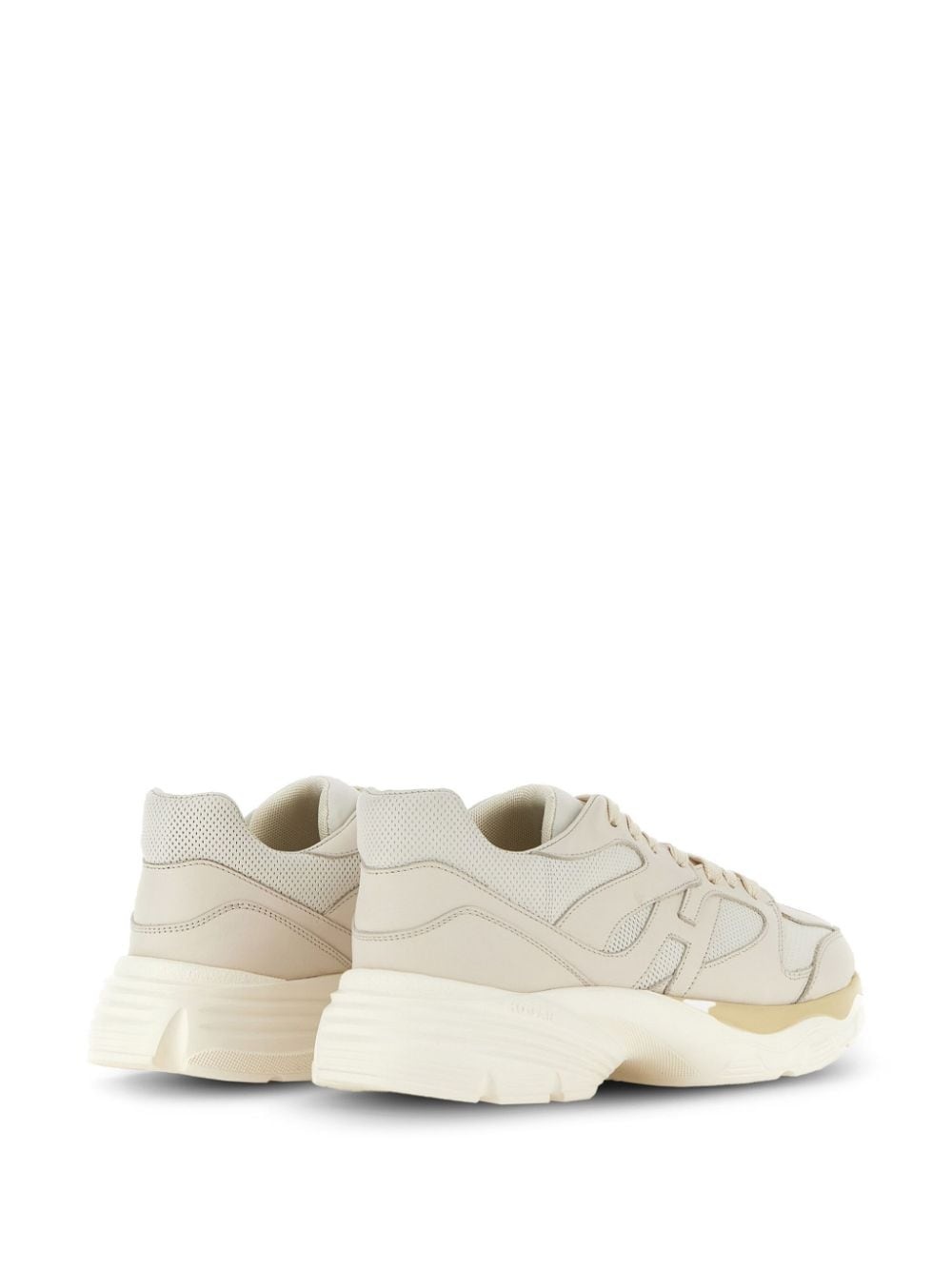 panelled leather sneakers - 3