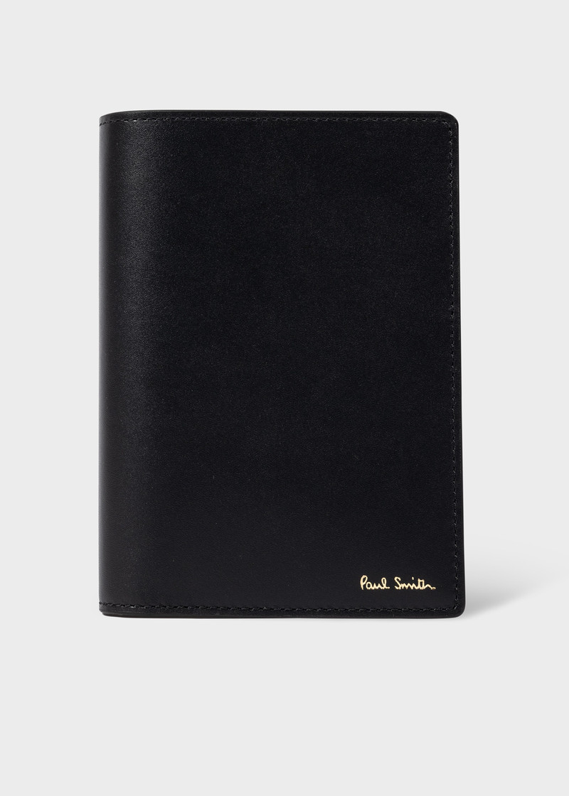 Black 'Signature Stripe' Interior Leather Passport Cover 1