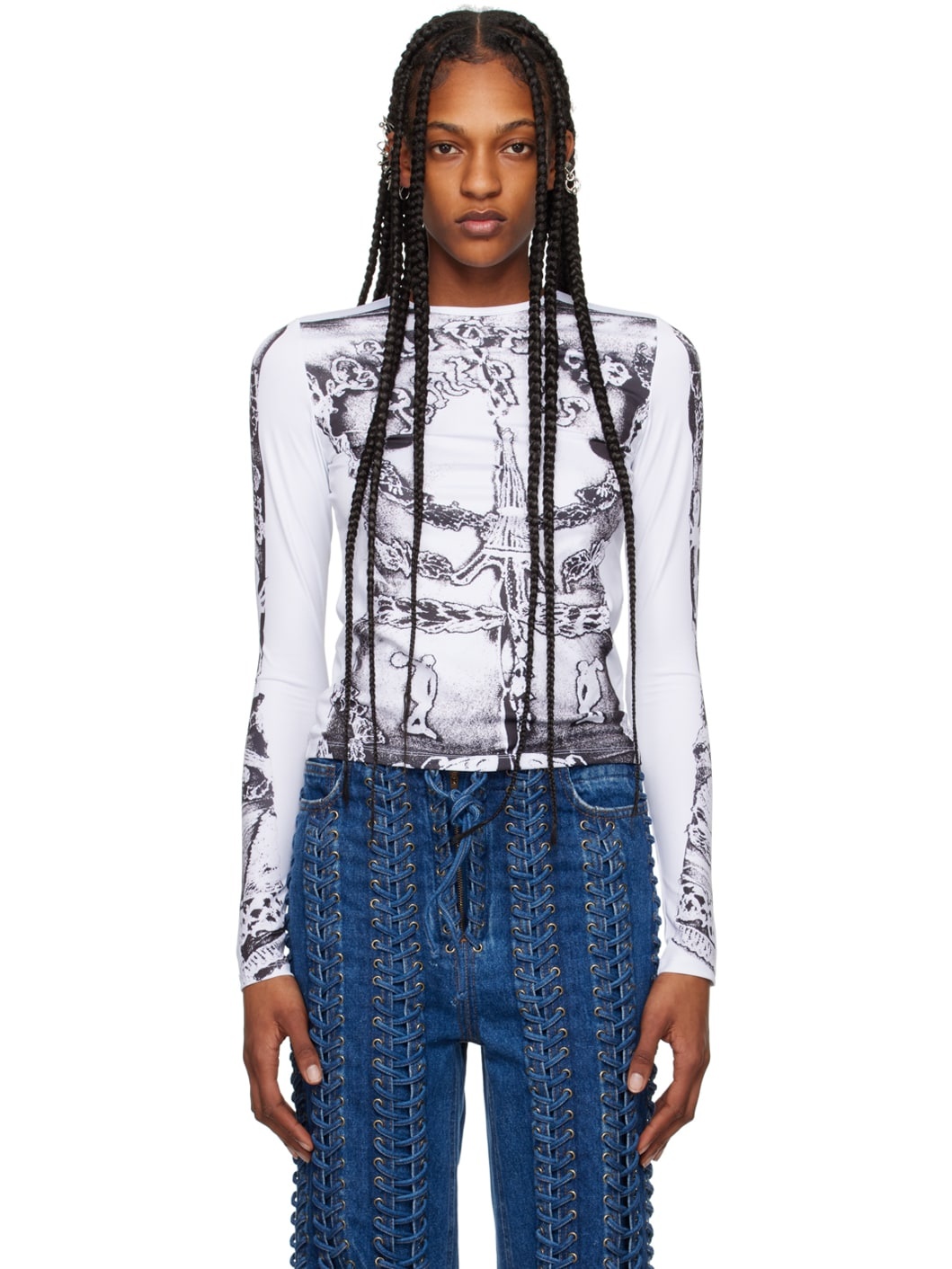 White 'The Gaultier Paris' Long Sleeve T-Shirt - 1