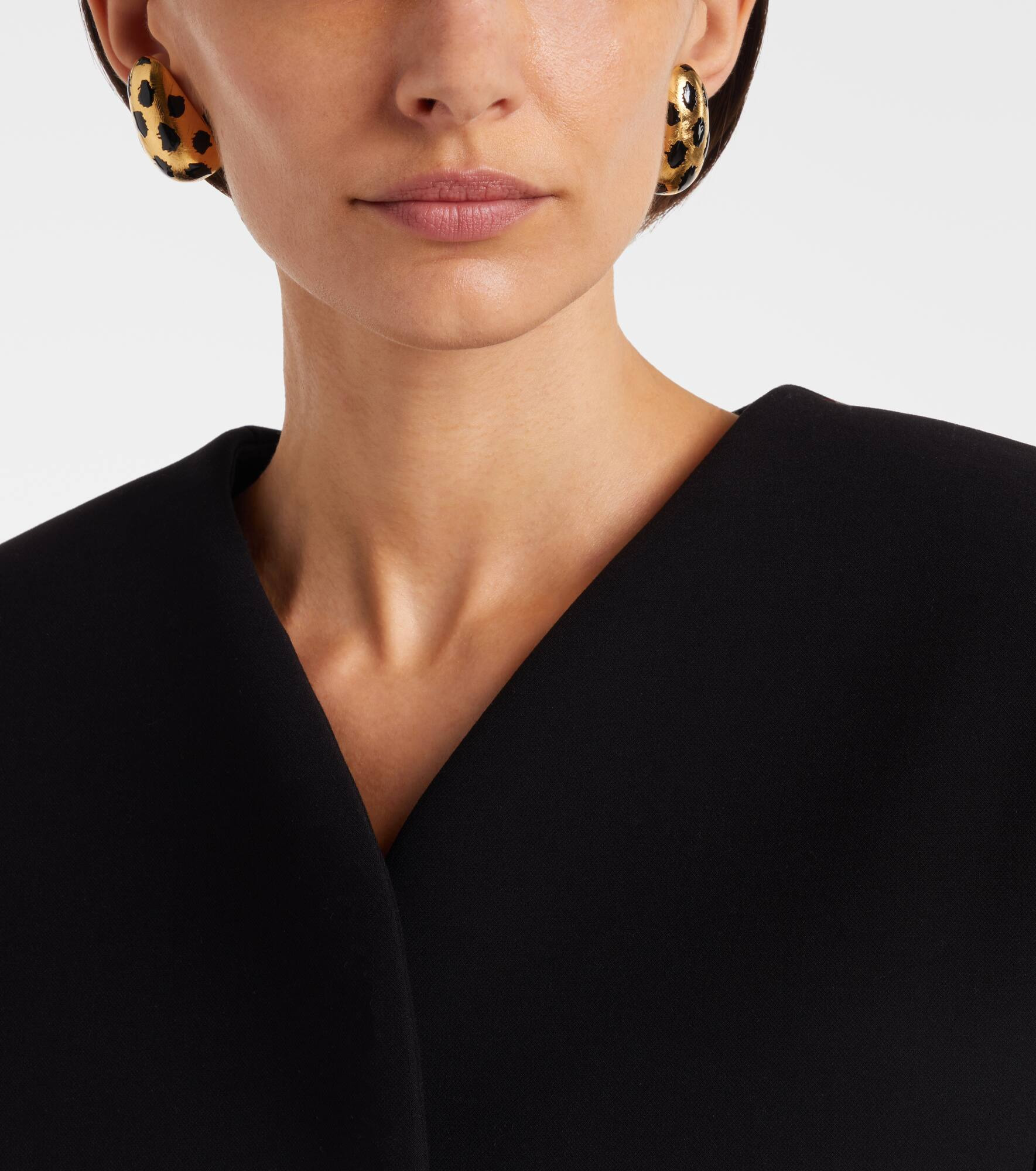 Curvo Large leopard-print earrings - 3