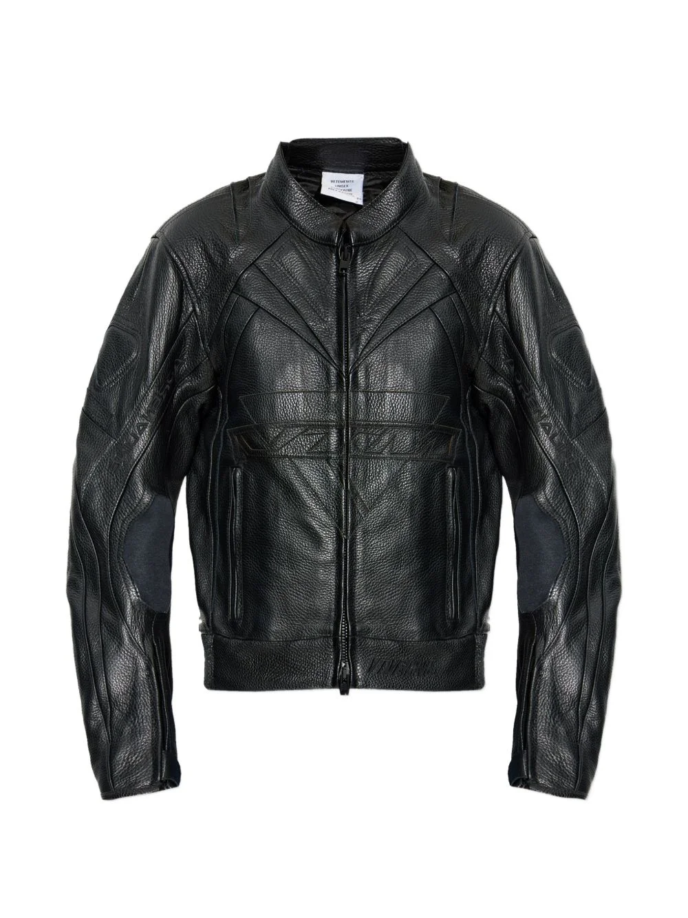 patterned leather jacket - 1