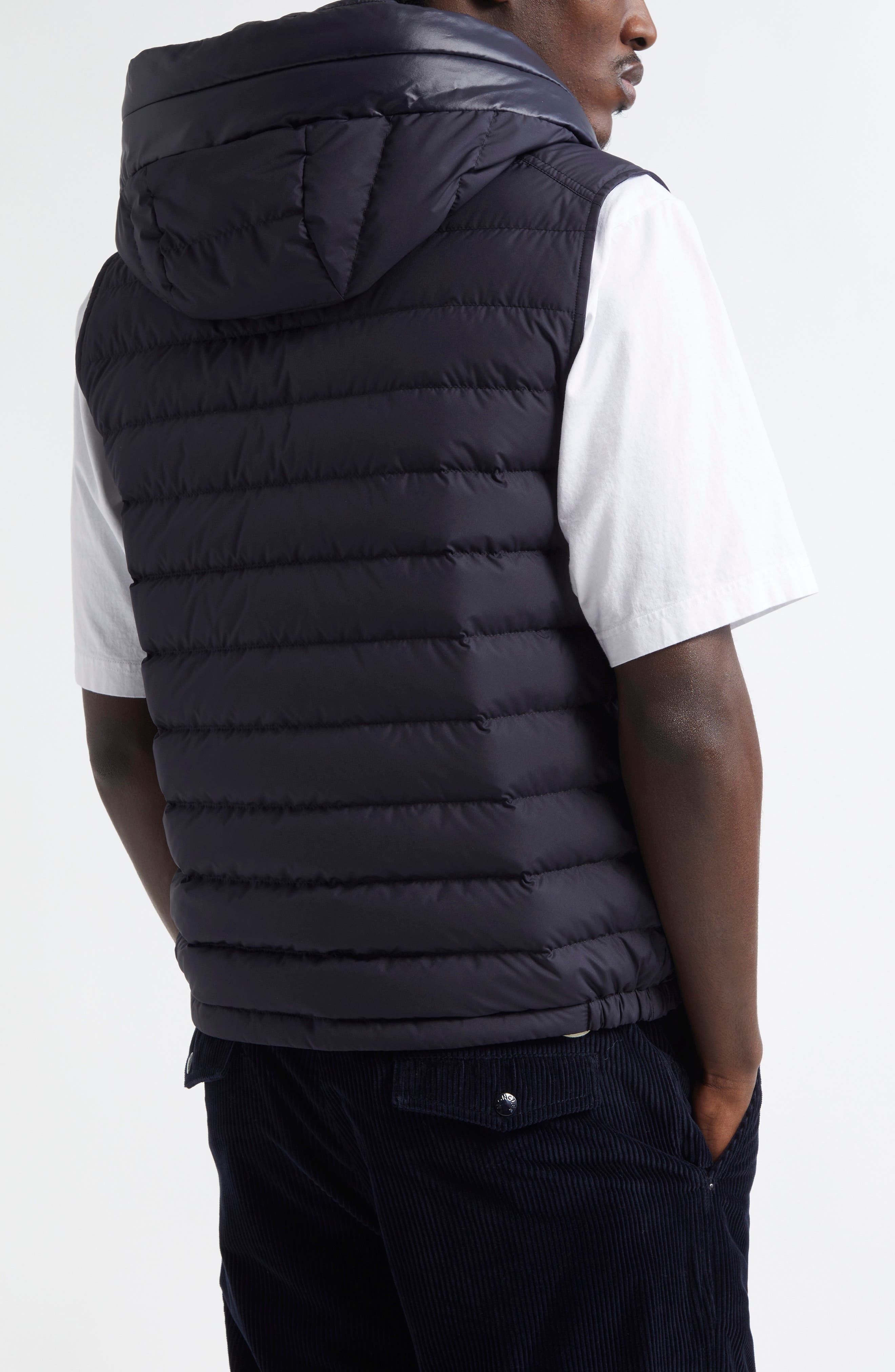Moncler Bourget Down Hooded Vest in Dark Navy Blue at Nordstrom - 2