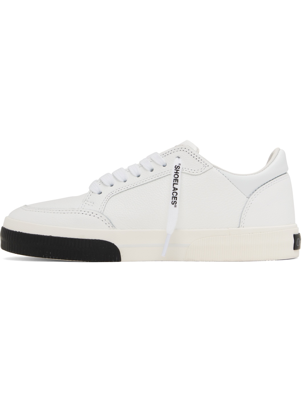 White New Low Vulcanized Leather Sneakers - 3