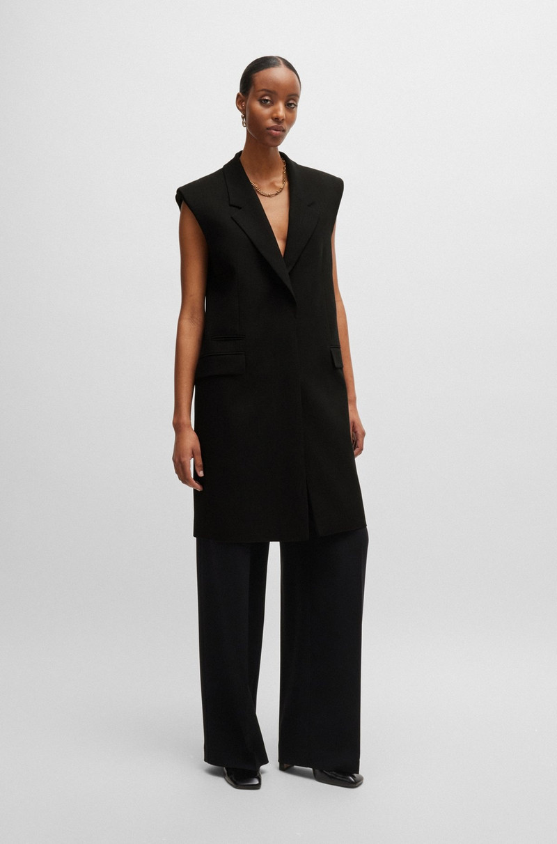 BOSS SLEEVELESS JACKET WITH CONCEALED CLOSURE AND SIGNATURE LINING outlook