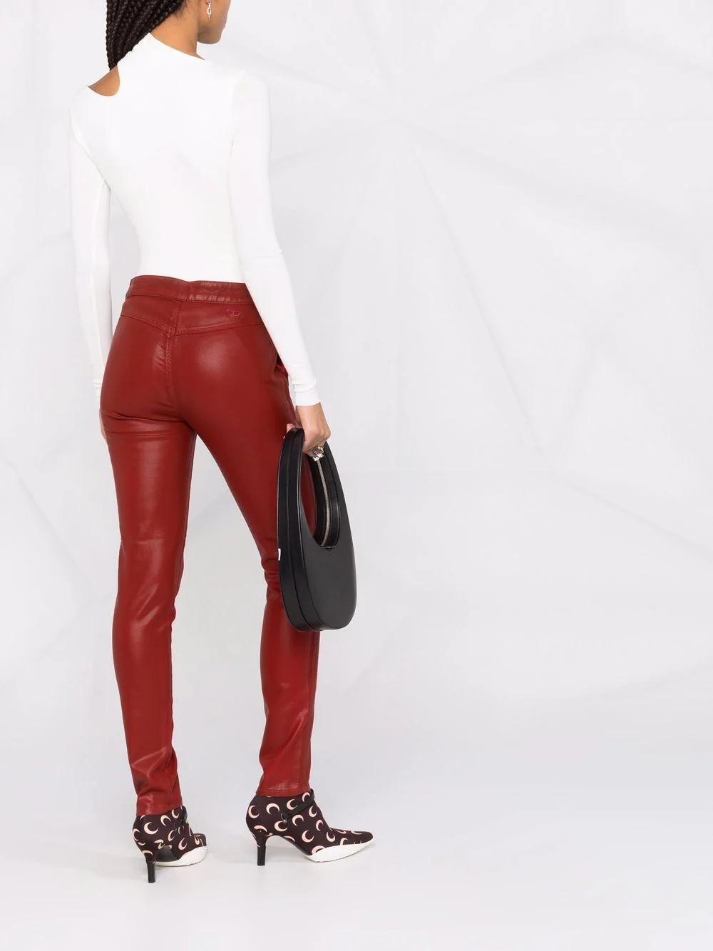 wet-look skinny trousers - 6