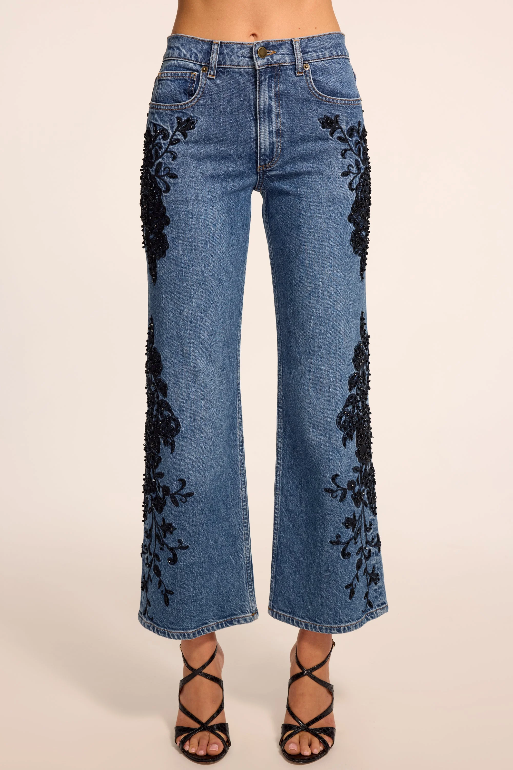Lea Beaded Cropped Jean - 1