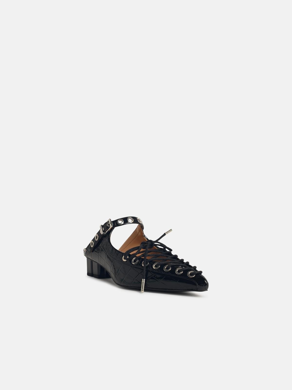 MULES WITH LACES IN BLACK 'OLEATEX' - 2