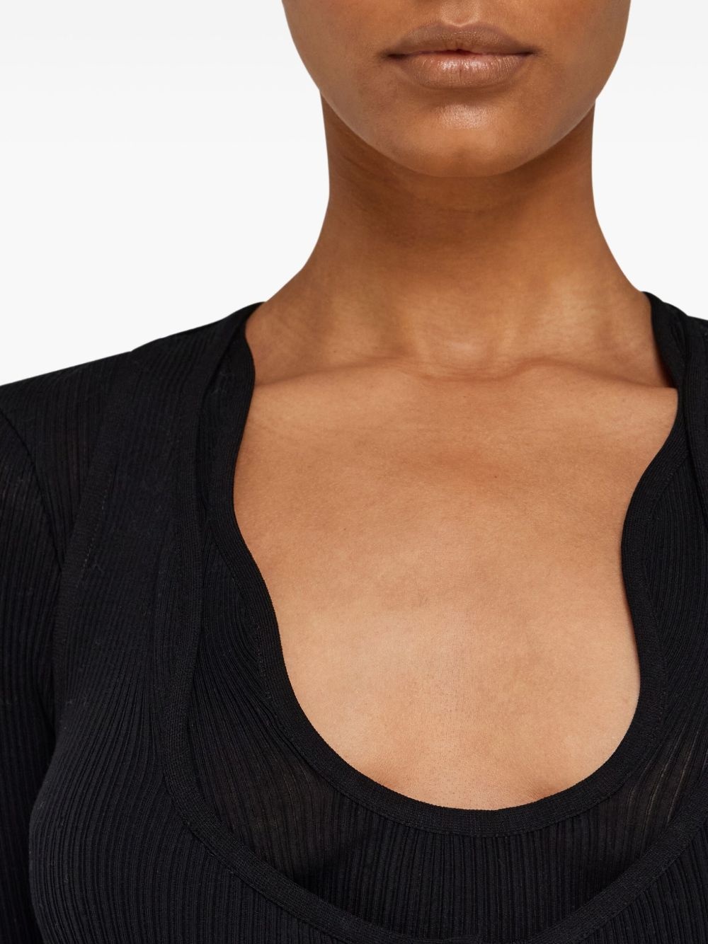 rippled-neckline sweater - 6