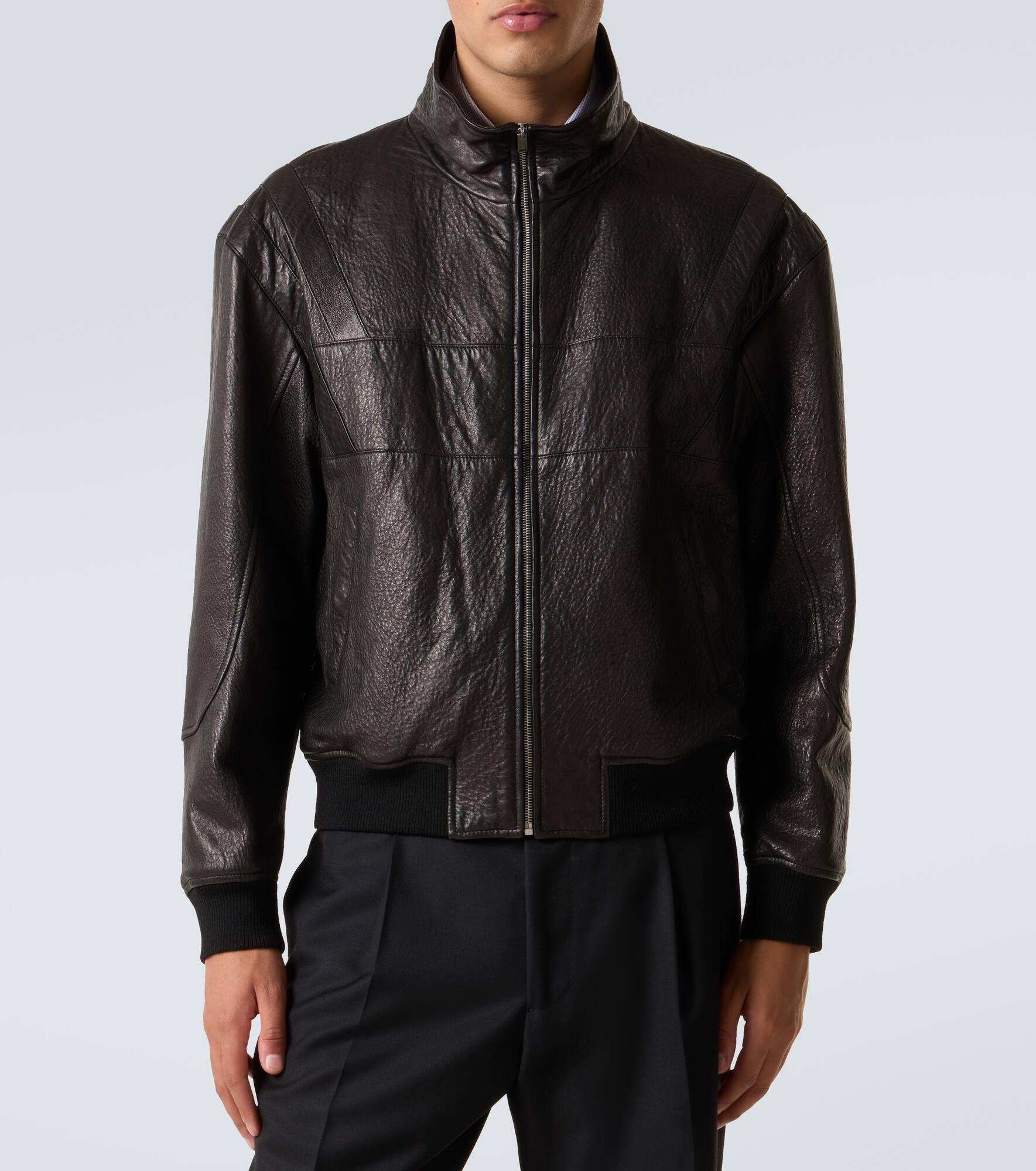 Leather bomber jacket - 3