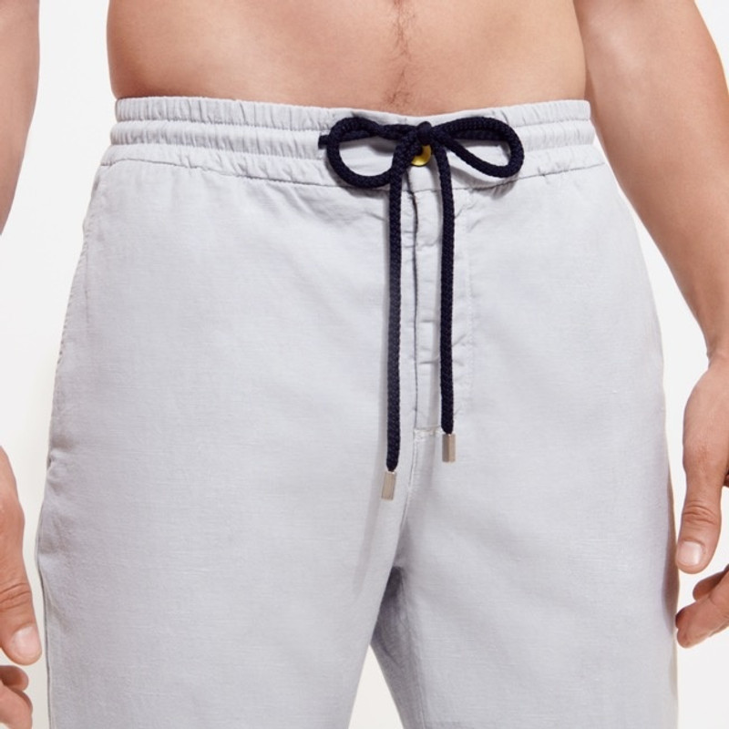 Men Cotton Linen Stretch Comfort Pants Solid 8