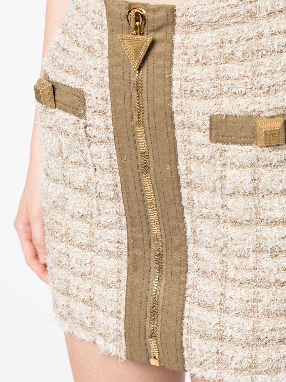 zip-detail tweed mini skirt - 5