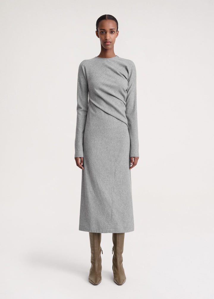Twisted flannel dress light grey melange - 2