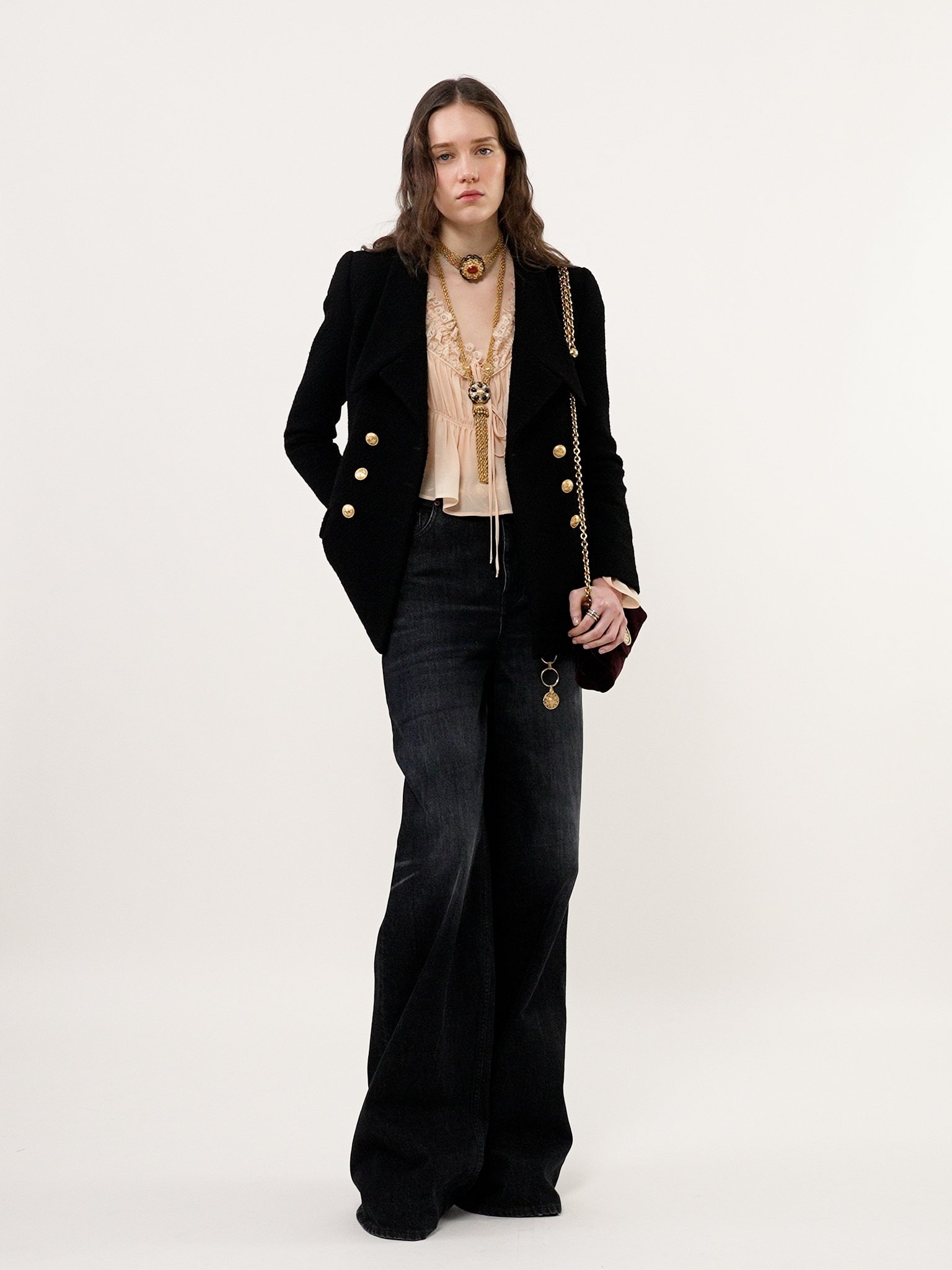 DOUBLE-BREASTED TAILORED JACKET IN WOOL BOUCLETTE - 5