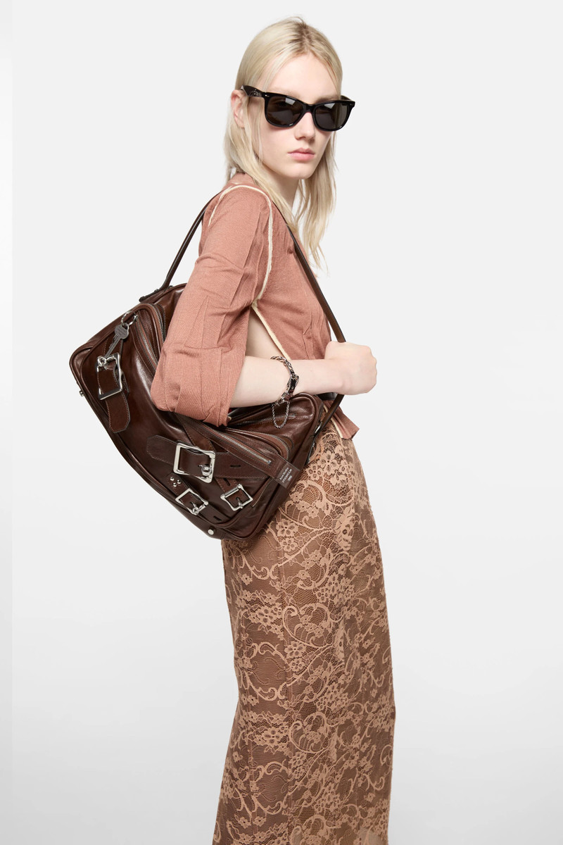 Acne Studios Camero Camera bag with buckles - Cognac brown outlook