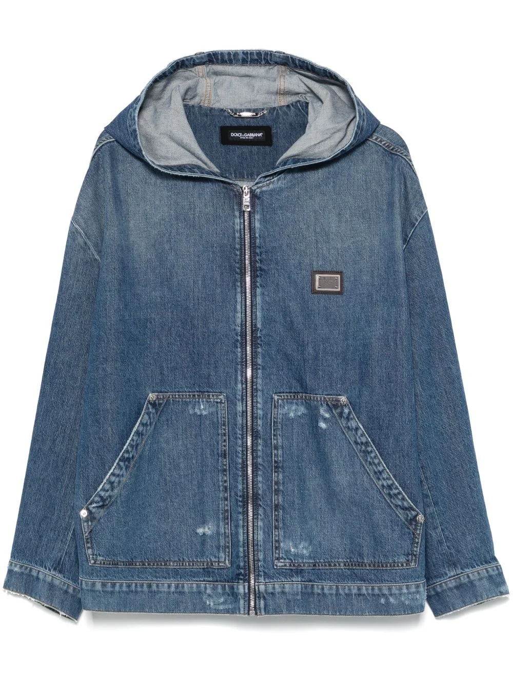 hooded denim jacket - 1