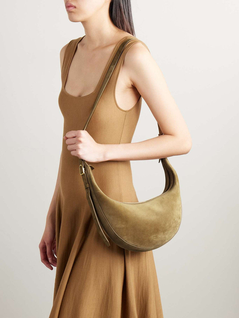 KHAITE Augustina small suede shoulder bag Brown outlook
