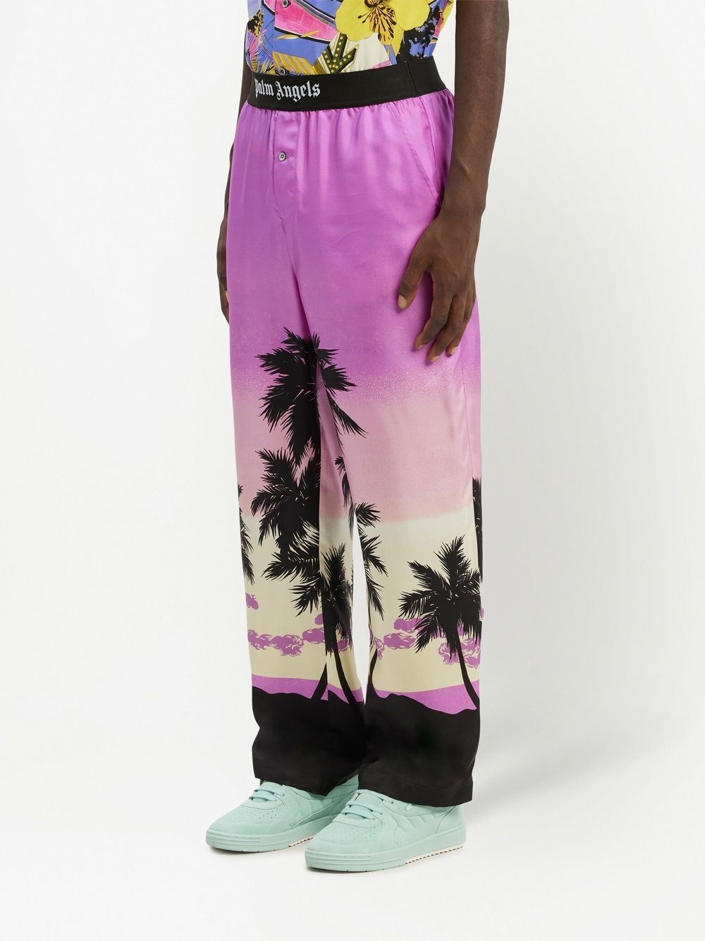 sunset-print straight trousers - 5